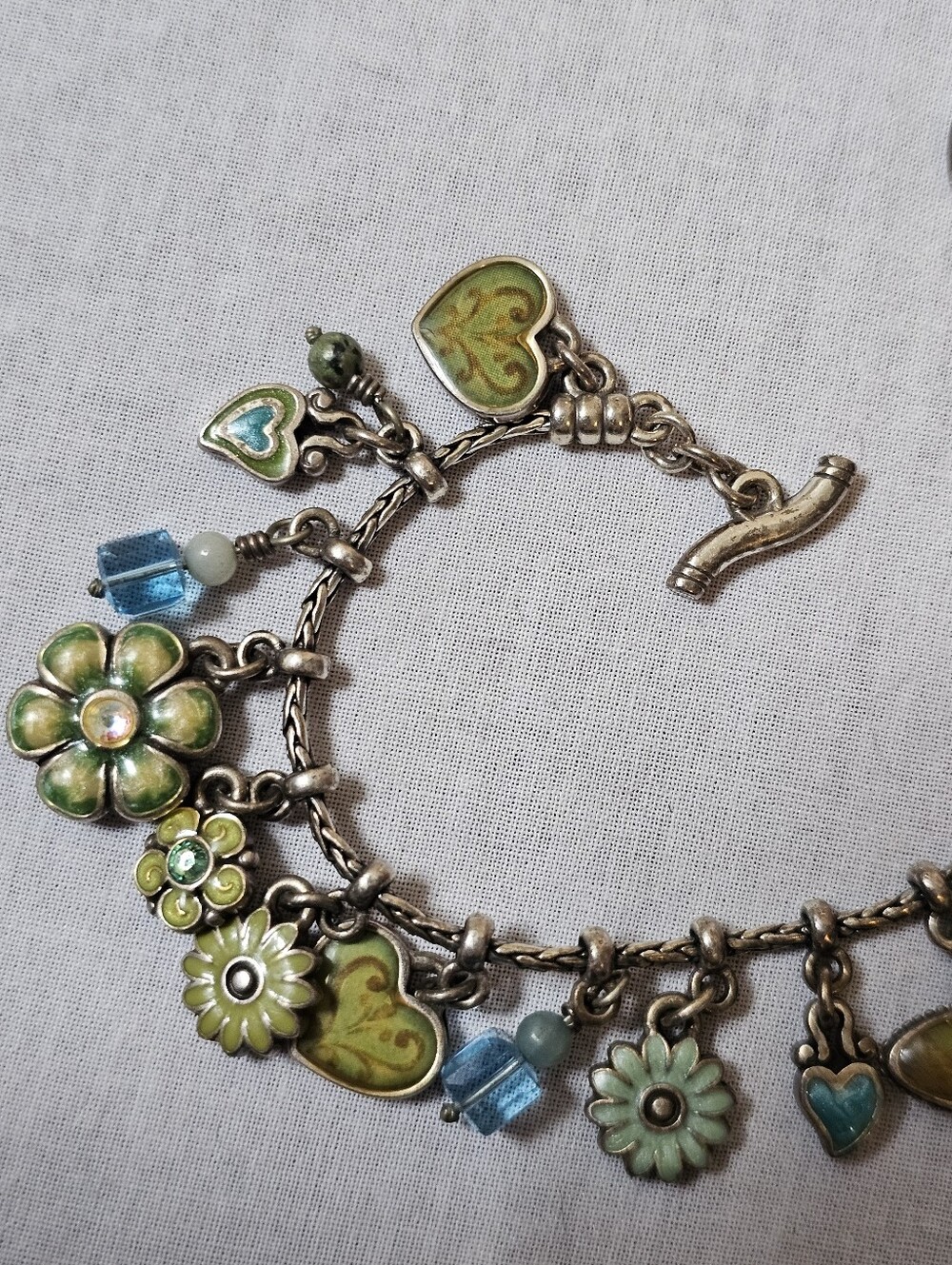 Retired Brighton Embrace Life Gratitude Butterfly Charm Bracelet Floral Hearts - Picture 4 of 13